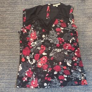 Daniel Rainn Black and Red Floral Blouse